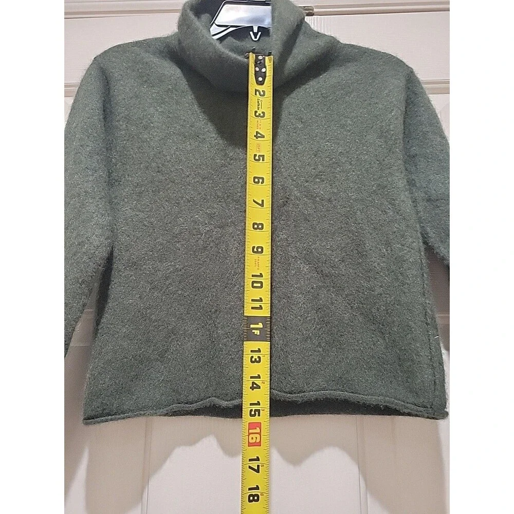 Free People 100% Cashmere ? Green Turtleneck Cropped Women Sweater Size XXS/XS - Picture 12 of 15